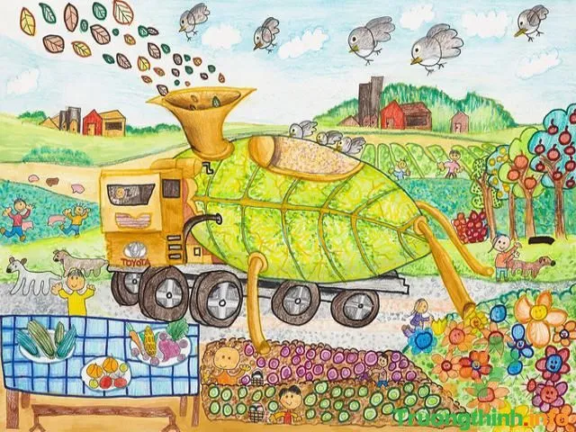 Tranh vẽ ô tô mơ ước đơn giản đẹp hình dáng ngộ nghĩnh