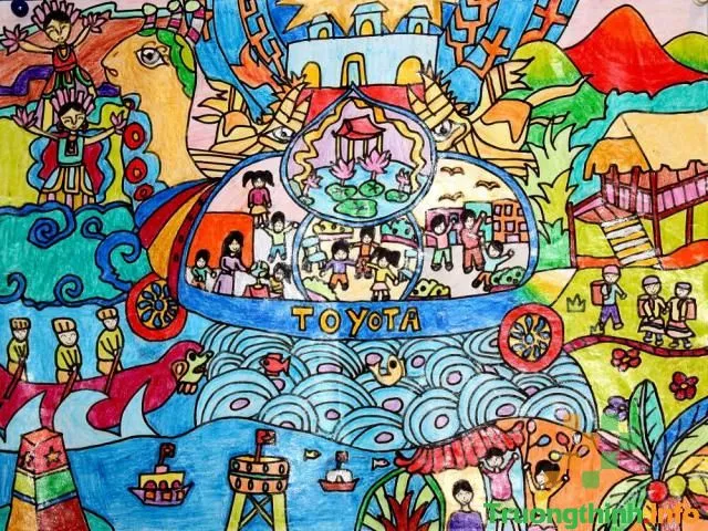 Tranh vẽ ô tô mơ ước đơn giản đẹp phong cách hiện đại