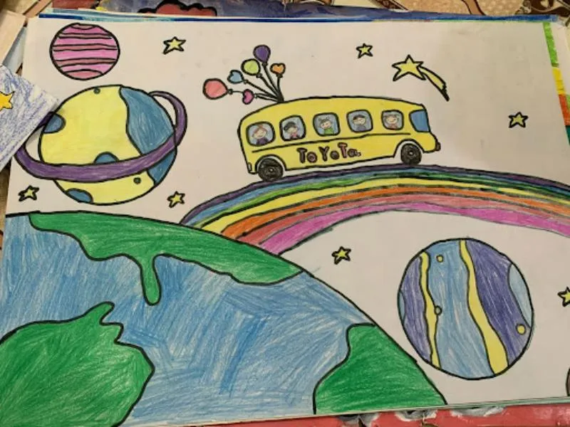 Tranh vẽ ô tô sáng tạo mang thông điệp đưa con người khám phá những vùng đất mới