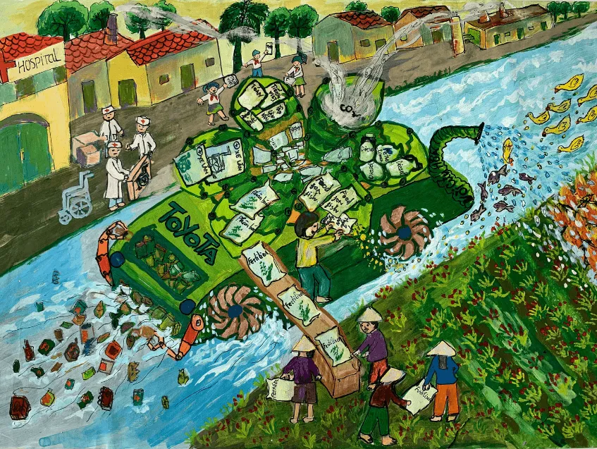 Tranh vẽ ô tô Toyota đa năng đạt giải nhất năm 2021 thể hiện sự tiện dụng trong tương lai