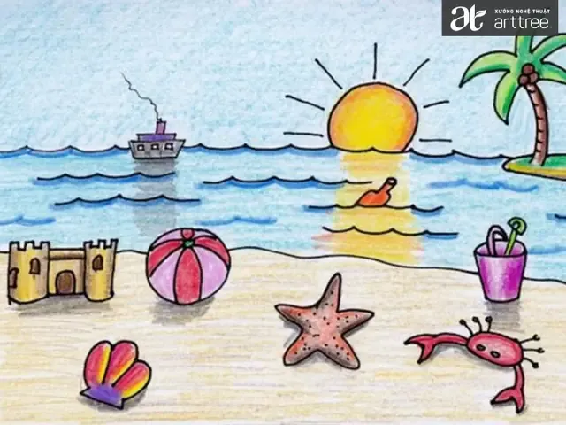 Tranh vẽ phong cảnh mùa hè trong đề tài vẽ tranh tự chọn