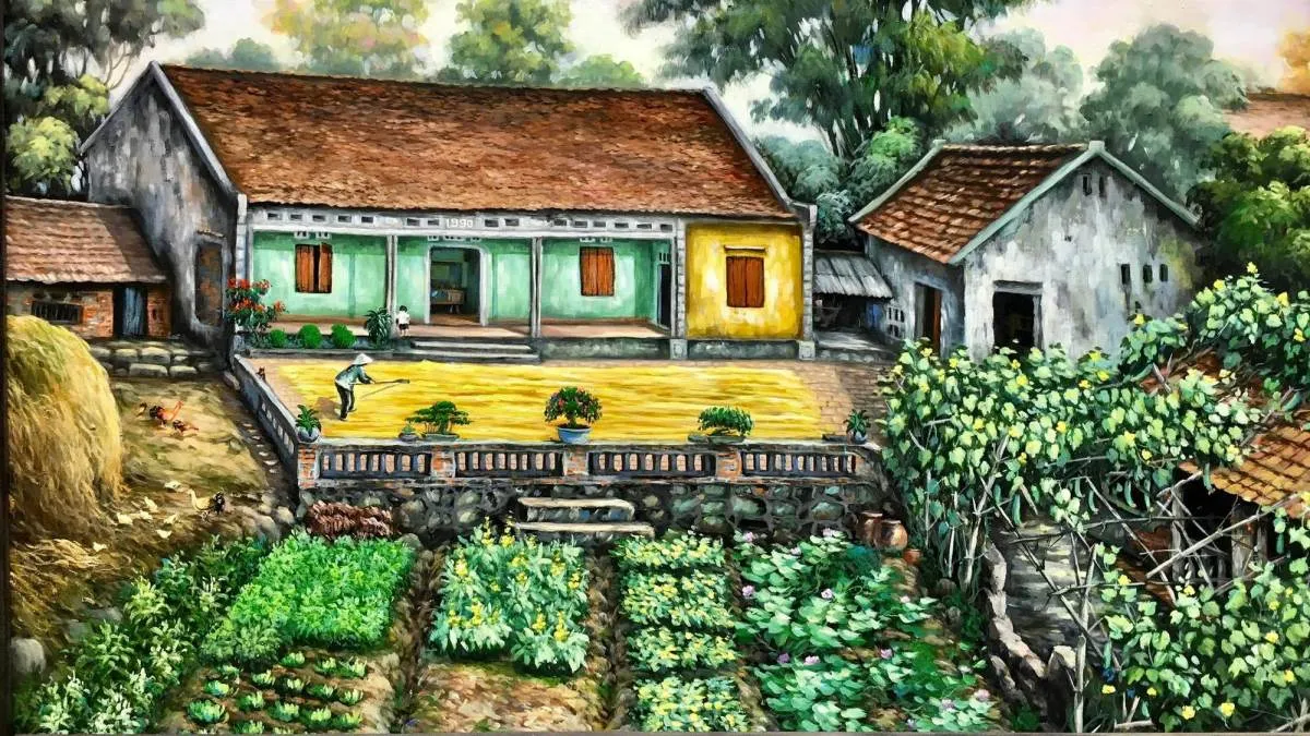 Tranh vẽ quê hương với sắc màu hoàng hôn ấm áp