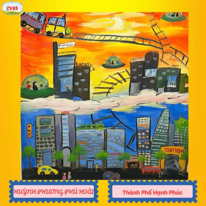 Tranh vẽ thành phố trên mây. (Nguồn Internet)