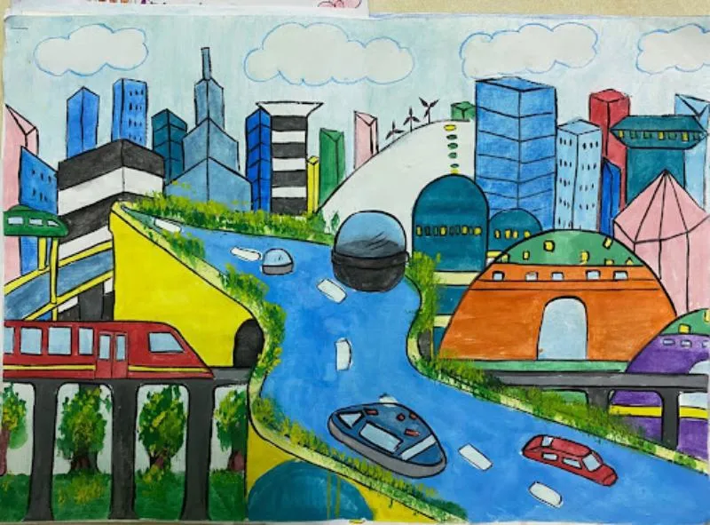 Chủ đề vẽ tranh thành phố xanh. (Nguồn Internet)