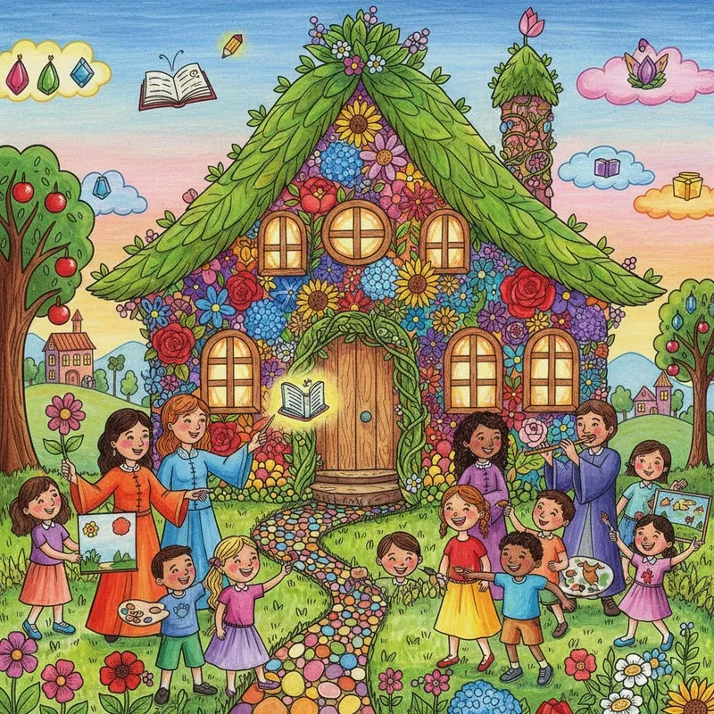 Tranh vẽ thầy cô và mái trường gợi nhớ - tranh vẽ về thầy cô