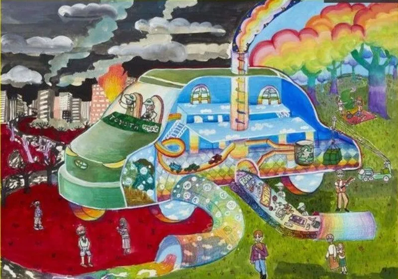 Tranh vẽ trẻ thơ lớp 5 giải nhất với bố cục chặt chẽ và ý tưởng độc đáo