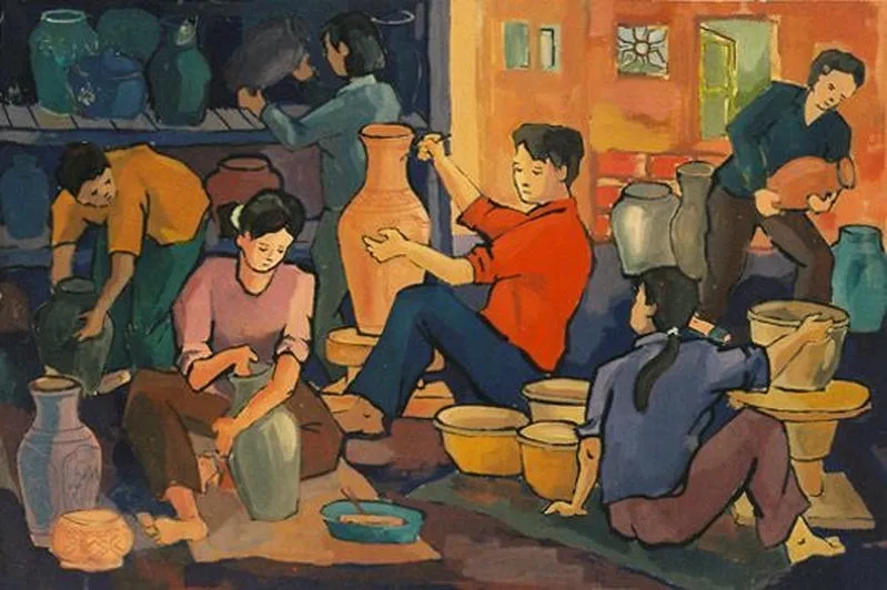 Tranh vẽ truyền thống làng nghề quê hương bình dị