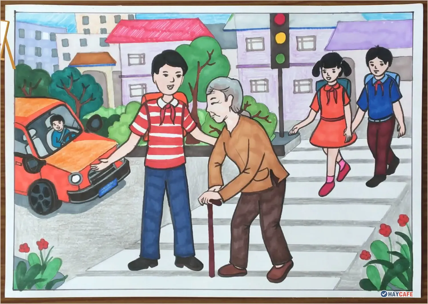 Tranh vẽ về đề tài an toàn giao thông mang tính giáo dục cao cho trẻ em