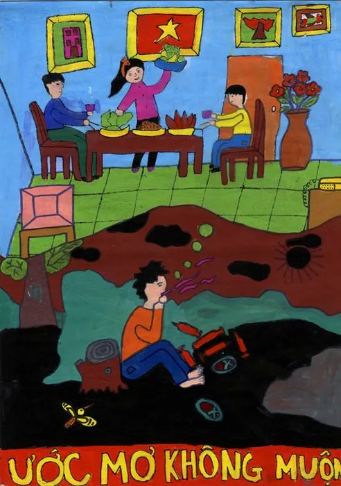 Tranh vẽ về phòng chống ma túy của học sinh trung học cơ sở