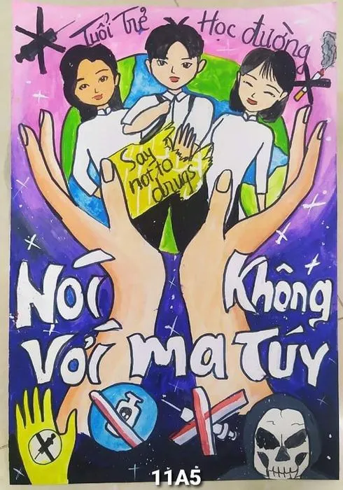 Tranh vẽ về phòng chống ma túy học đường từ góc nhìn độc đáo