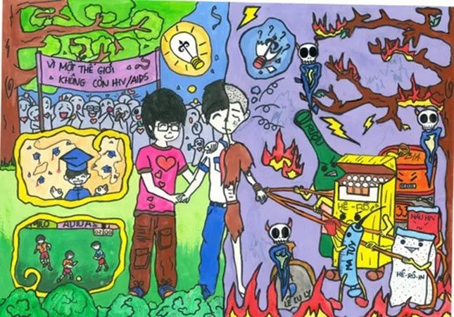 Tranh vẽ về phòng chống ma túy sống động và thực tế