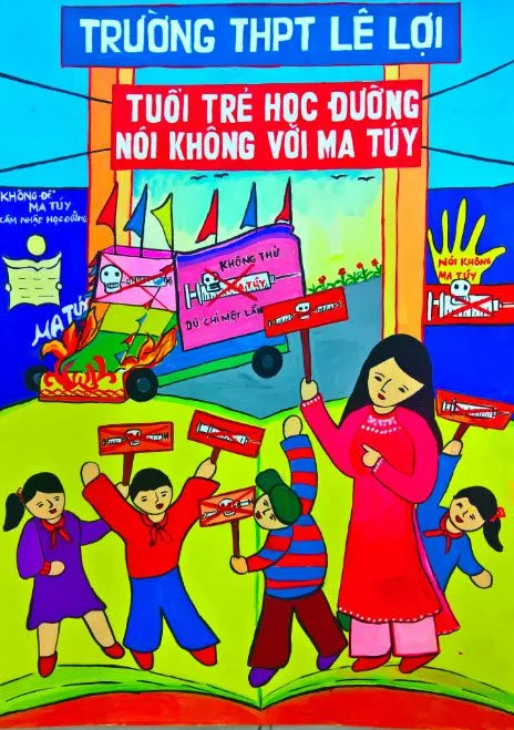 Tranh vẽ về phòng chống ma túy thể hiện ý thức xã hội cao
