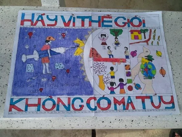 Tranh vẽ về phòng chống ma túy ý nghĩa từ các em học sinh