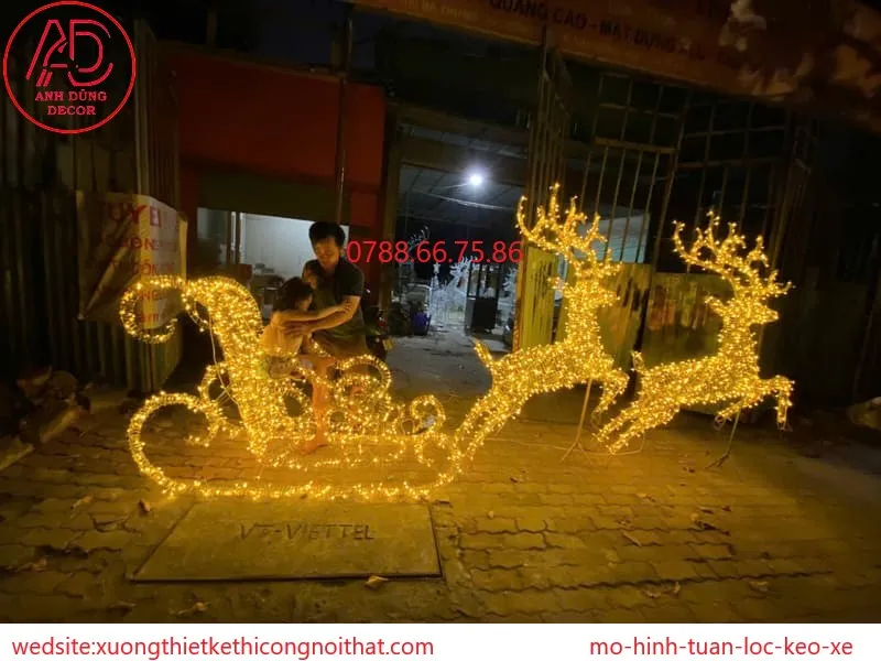 Mô hình tuần lộc kéo xe dùng ngoài trời