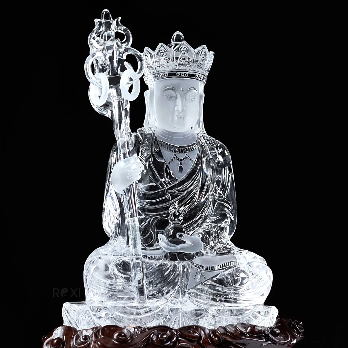 Tượng Bồ Tát Địa Tạng Vương thạch anh trắng