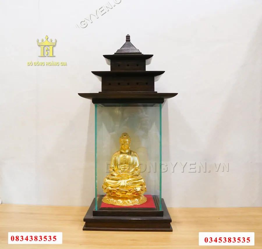 Cận cảnh từng đường nét tinh xảo của pho tượng Phật A Di Đà bằng đồng vàng nguyên chất