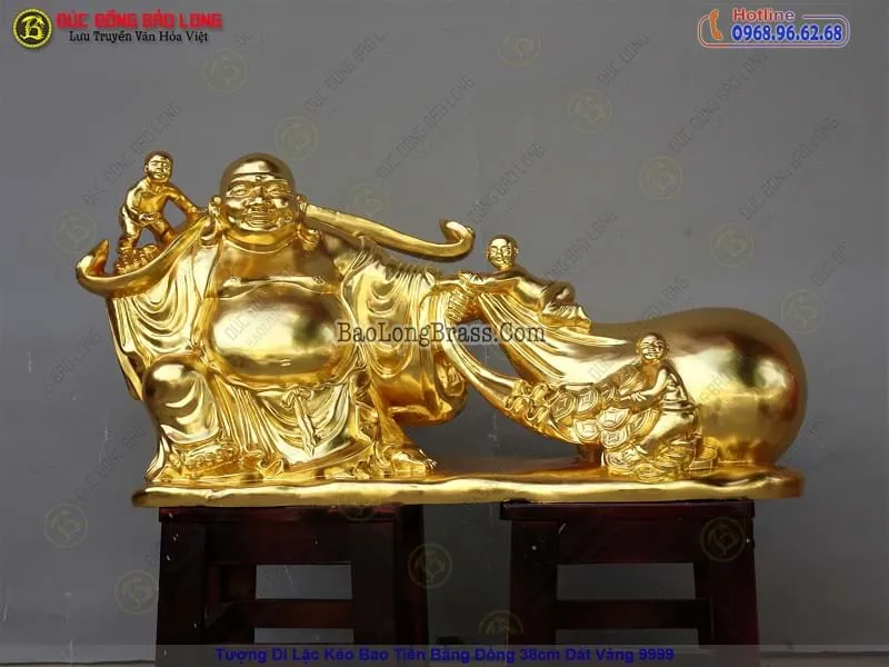 Không gian bài trí tượng Phật Di Lặc bằng đồng chuẩn phong thủy