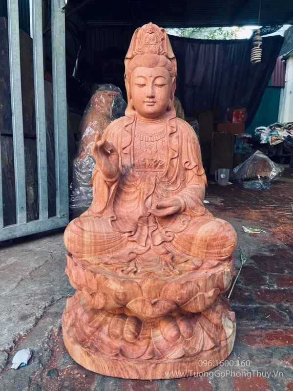 tượng phật quan âm ngồi đài sen