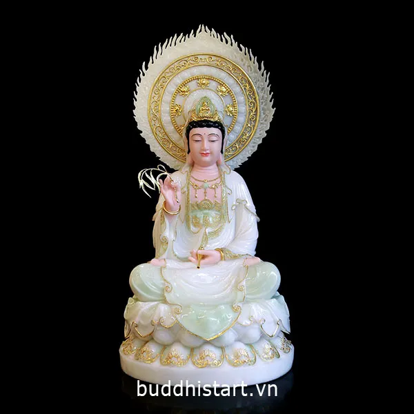 Tượng Phật Quan Âm Bồ Tát ngồi đài sen bằng lưu ly