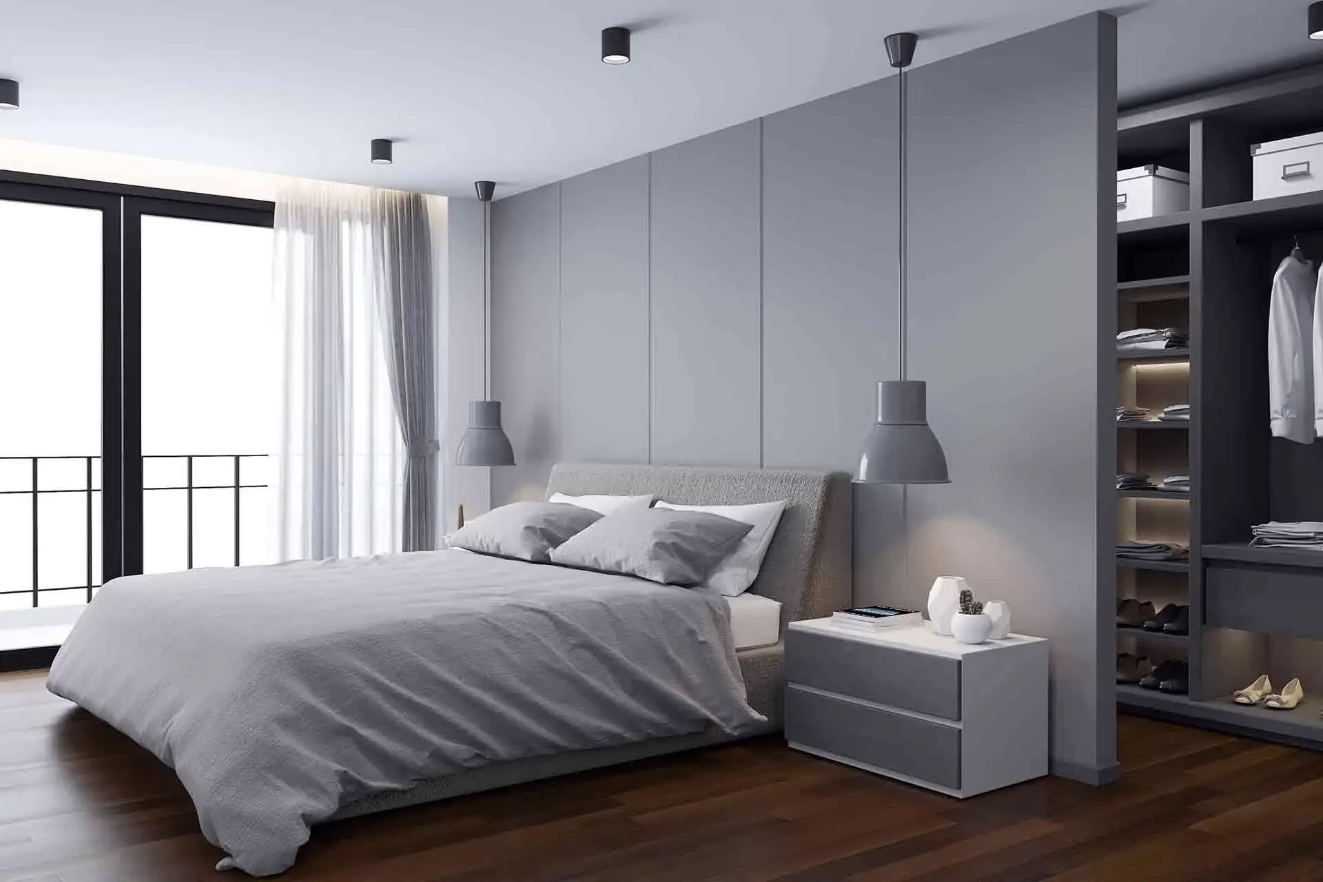 Vách ngăn thạch cao đầu giường tạo điểm nhấn