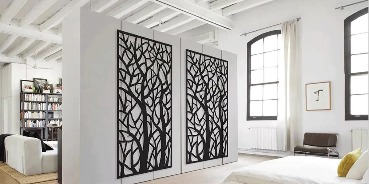 Vách ngăn thạch cao hoa văn nghệ thuật trang trí phòng khách