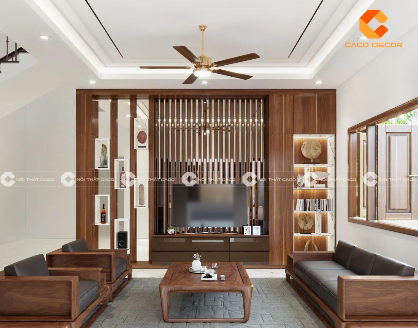 Mẫu vách trang trí phòng khách chất lượng hiện đại