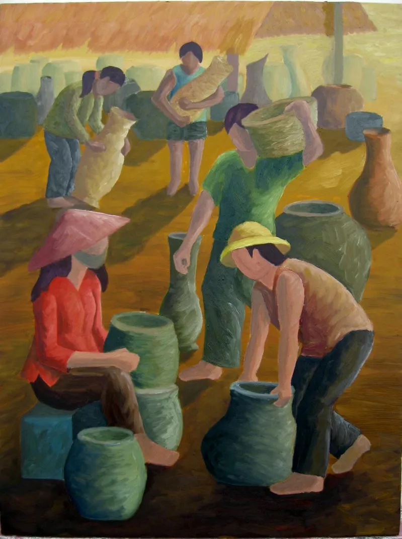 Vẻ đẹp tranh vẽ làng nghề truyền thống trong hội họa Việt