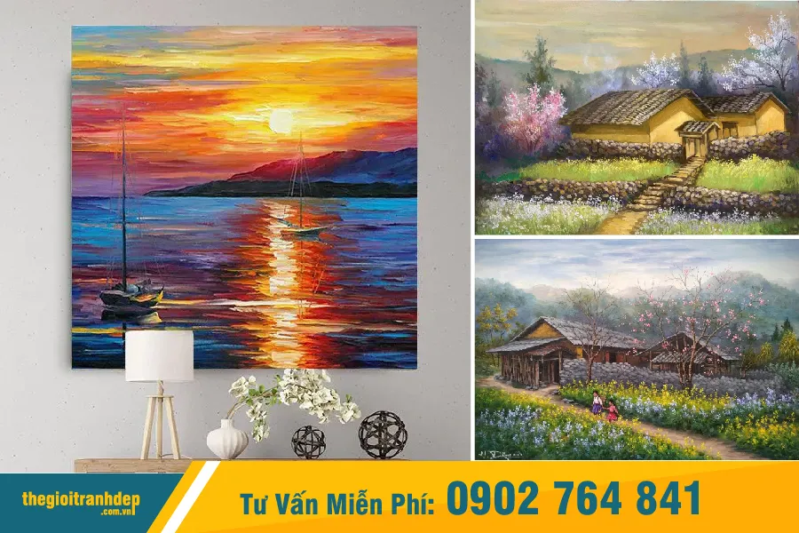 Vẻ đẹp yên bình của tranh phong cảnh đồng quê trong bộ sưu tập tranh vẽ đà nẵng