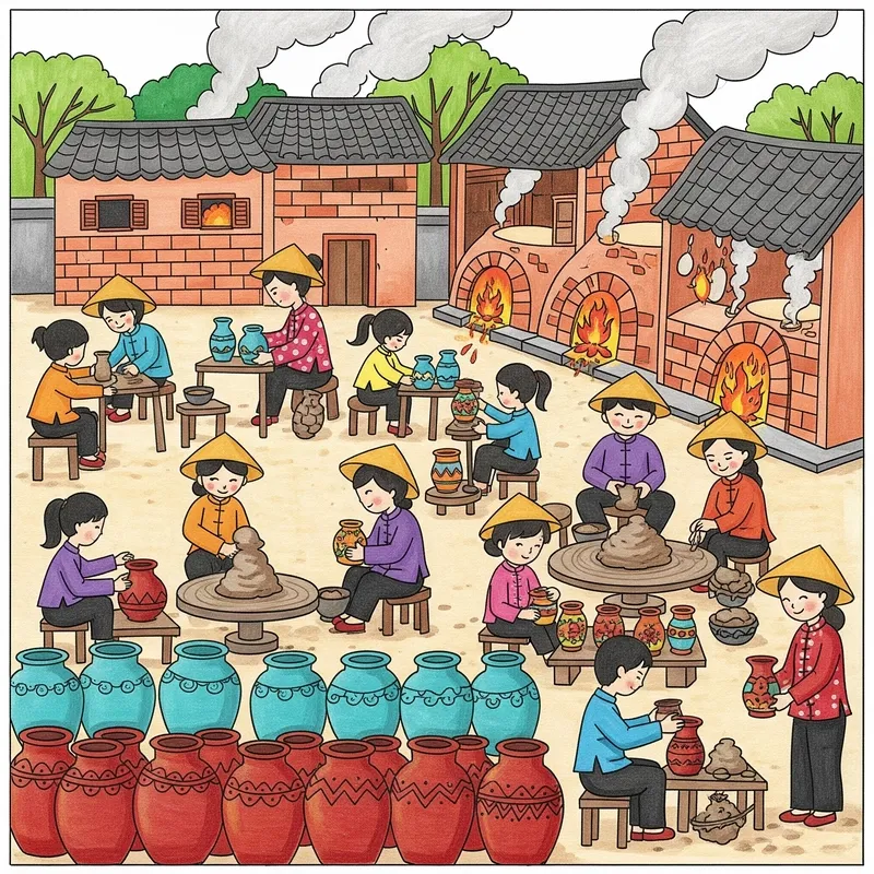 Vẽ đơn giản đề tài làng nghề truyền thống cho học sinh