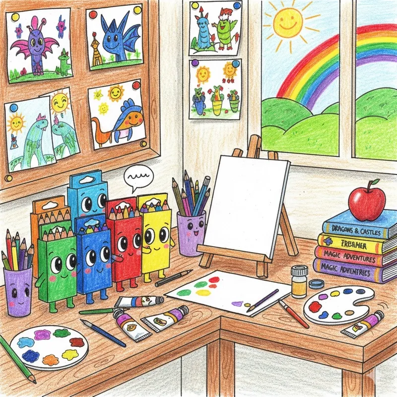 Vẽ góc học tập lớp 6 đơn giản