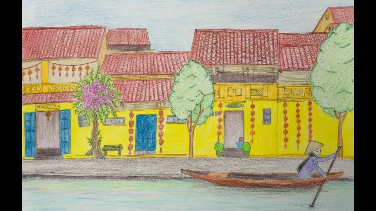 Bộ dụng cụ vẽ tranh phố cổ cơ bản