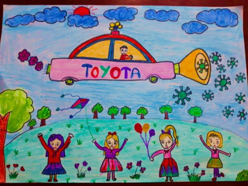 Vẽ thêm chi tiết nhân vật và khung cảnh đại dương xung quanh chiếc xe mơ ước