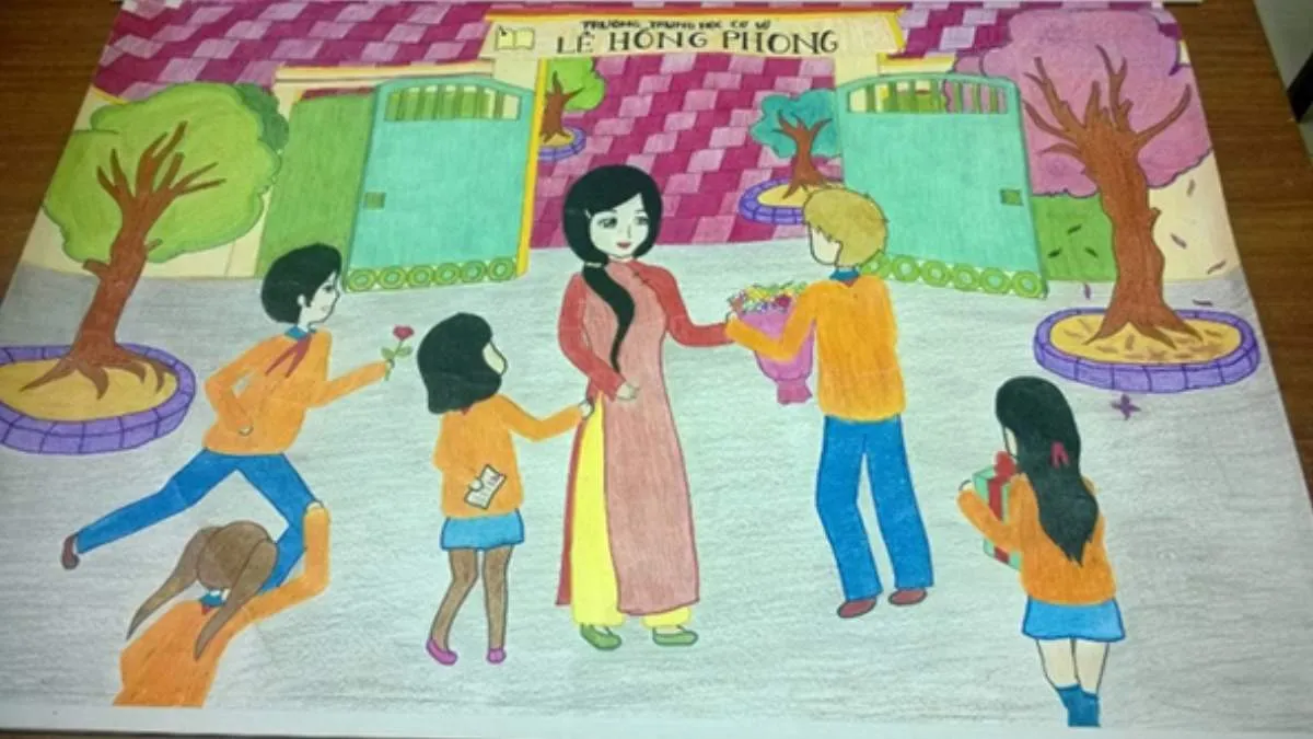 Ý tưởng 2: Vẽ tranh 20/10 tặng cô giáo