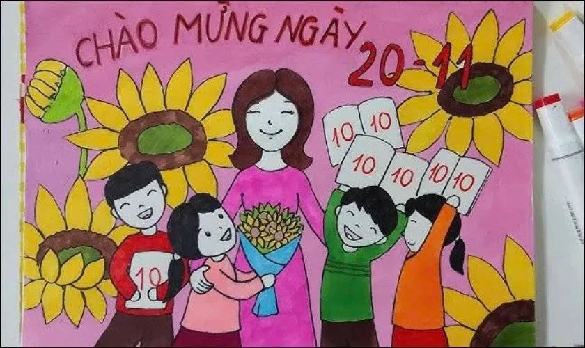 Vẽ tranh 20 11 đẹp nhất mang phong cách chuyên nghiệp