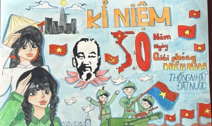 Vẽ tranh 30/4 chủ đề Bác Hồ