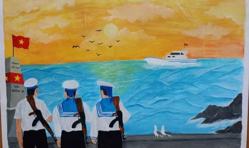Vẽ tranh 30/4 chủ đề biển đảo