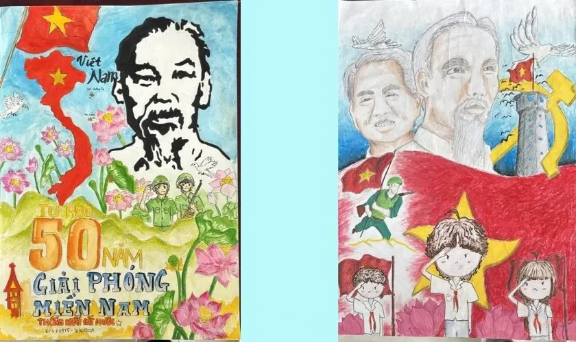 Vẽ tranh 30/4 đơn giản về chủ đề Bác Hồ