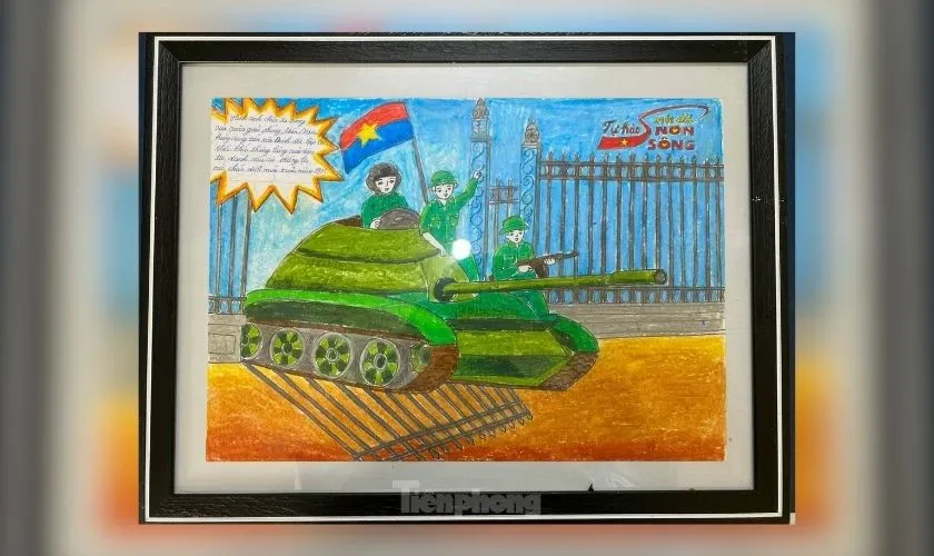 Vẽ tranh 30/4 đơn giản về chủ đề xe tăng