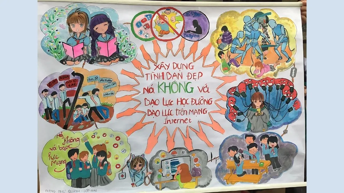 Mẫu vẽ tranh bạo lực học đường ý nghĩa