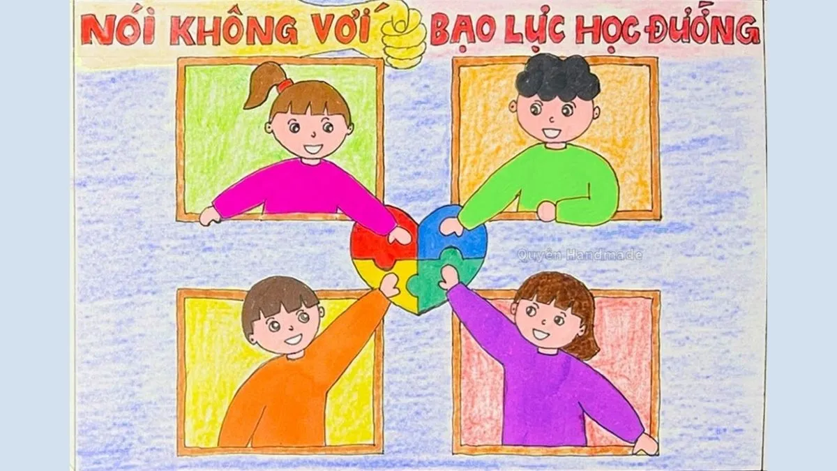 Mẫu vẽ tranh bạo lực học đường ý nghĩa