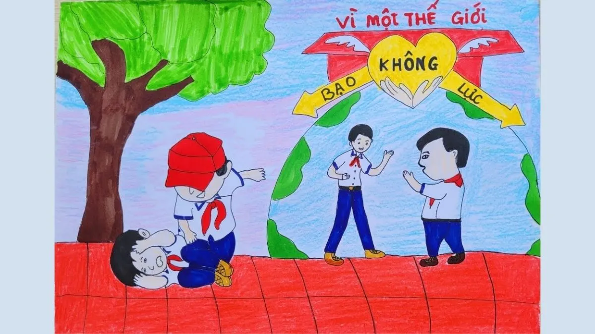 Mẫu vẽ tranh bạo lực học đường ý nghĩa