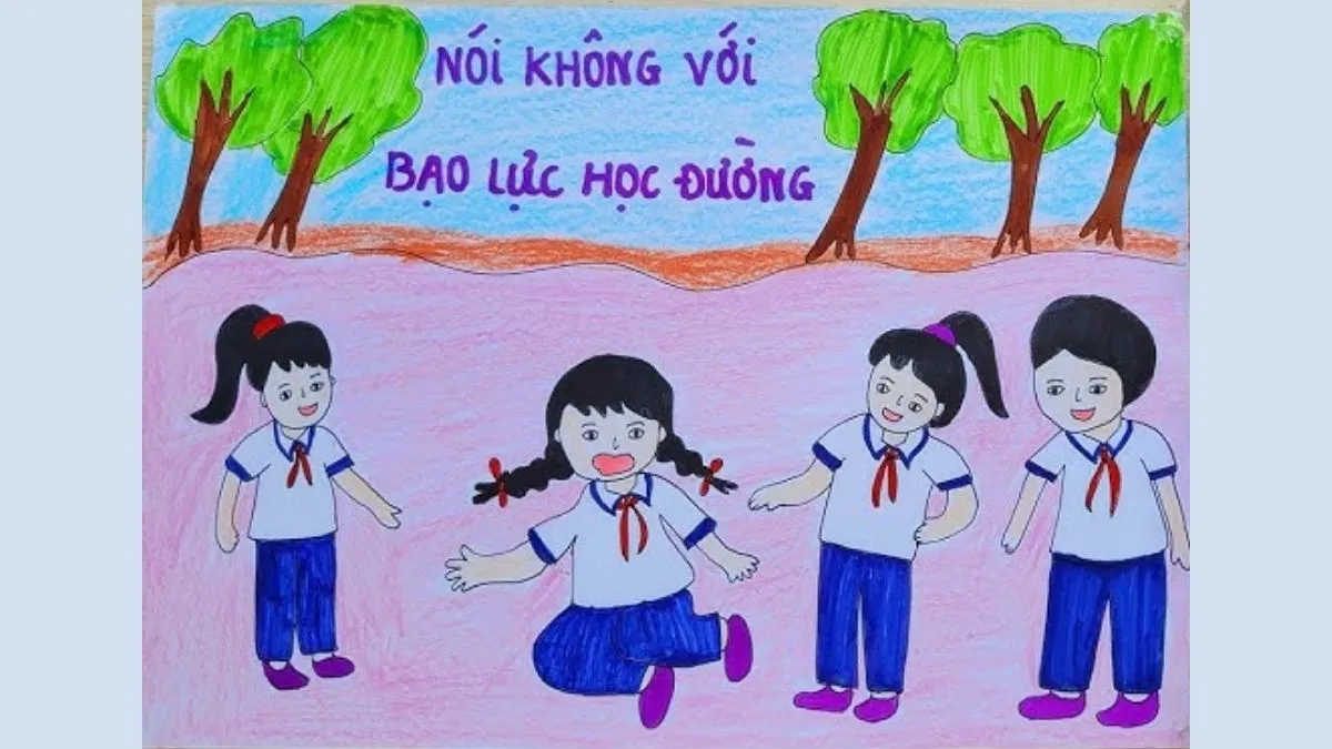 Mẫu vẽ tranh bạo lực học đường ý nghĩa
