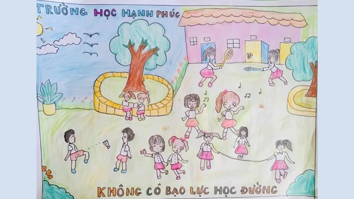 Mẫu vẽ tranh bạo lực học đường ý nghĩa