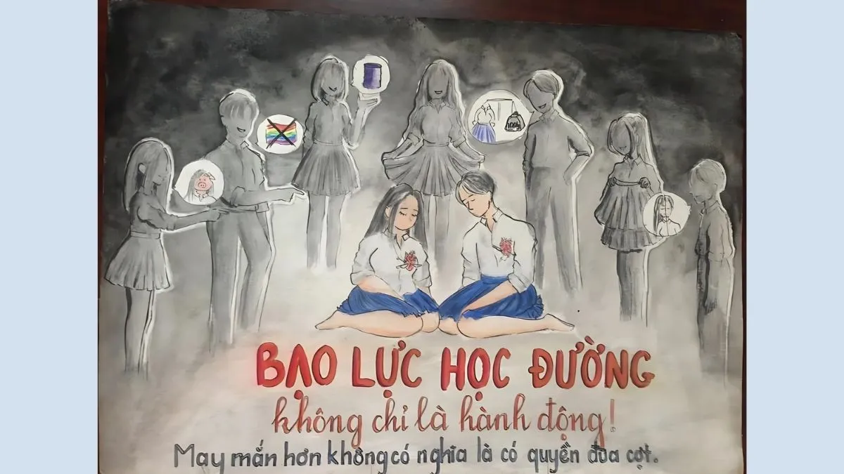Mẫu vẽ tranh bạo lực học đường ý nghĩa