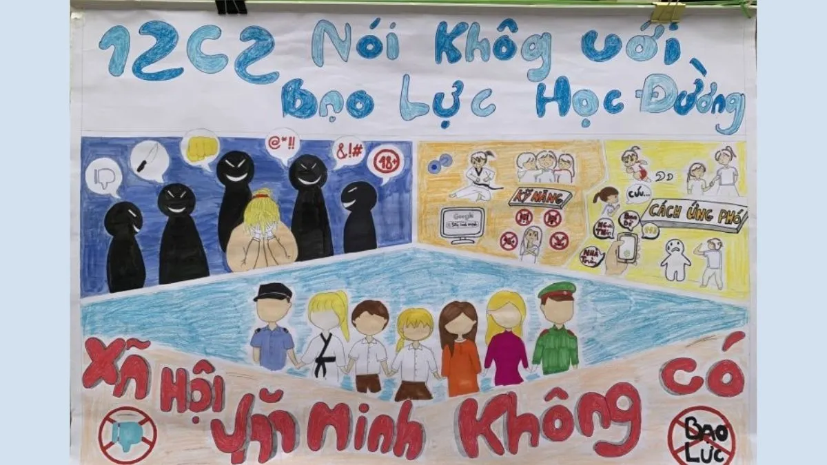 Mẫu vẽ tranh bạo lực học đường ý nghĩa