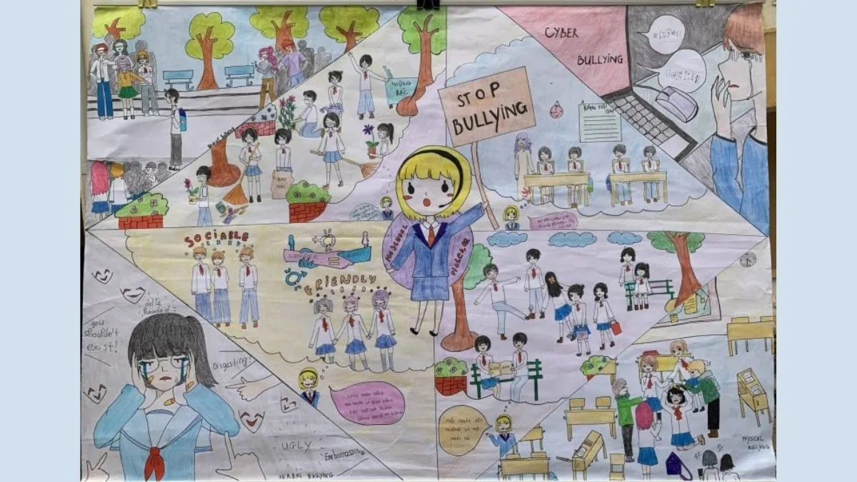 Mẫu vẽ tranh bạo lực học đường ý nghĩa