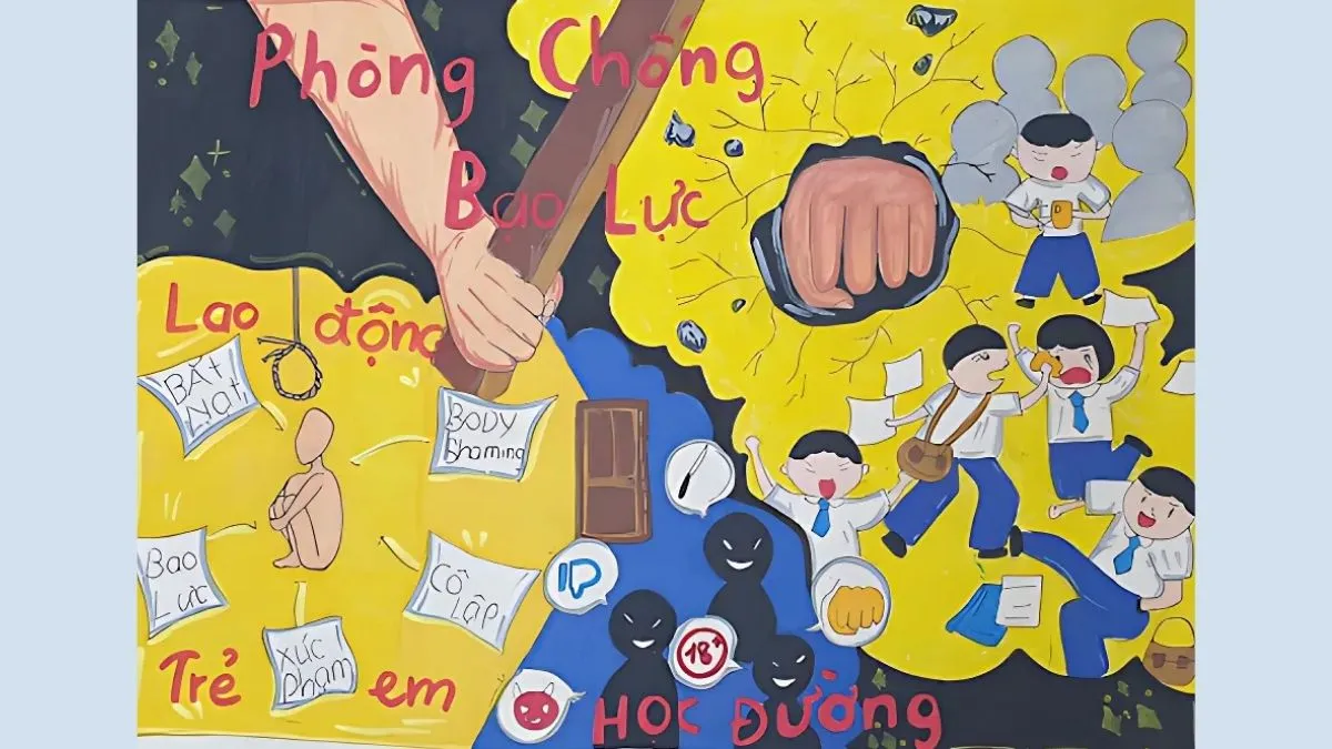 Mẫu vẽ tranh bạo lực học đường ý nghĩa
