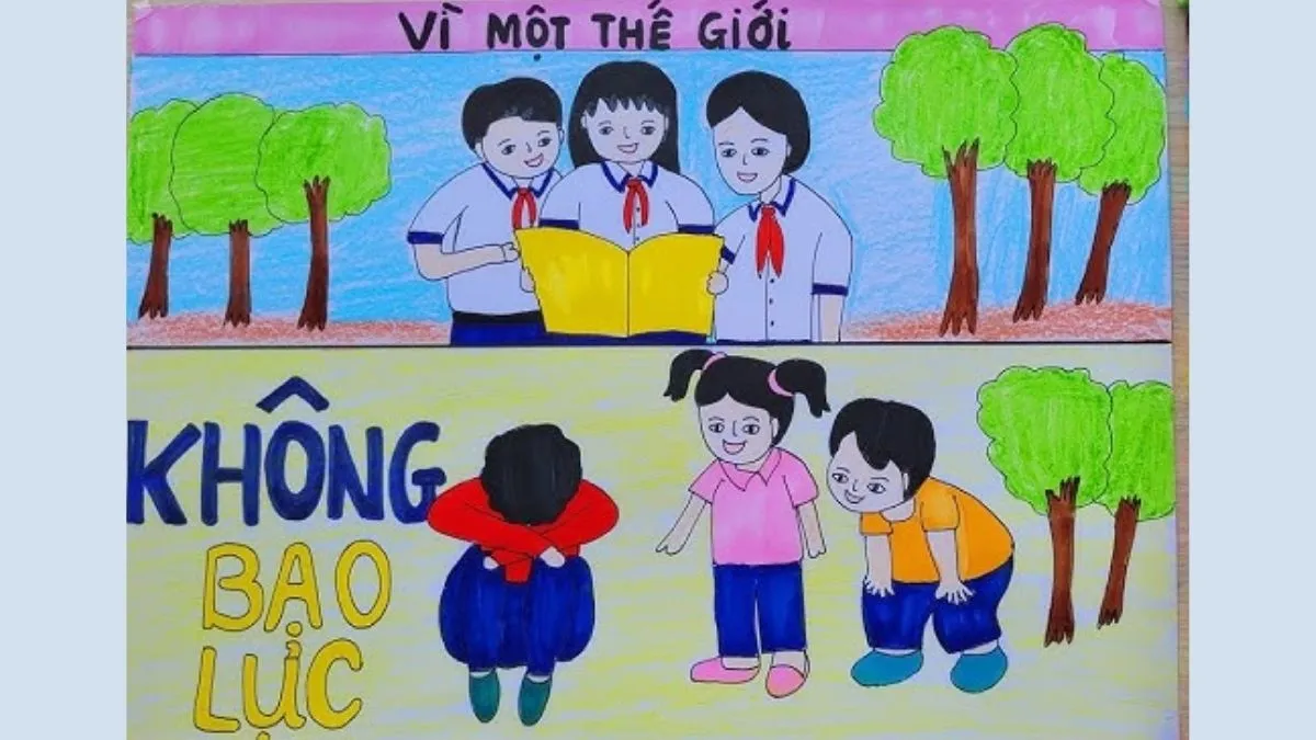 Mẫu vẽ tranh bạo lực học đường ý nghĩa