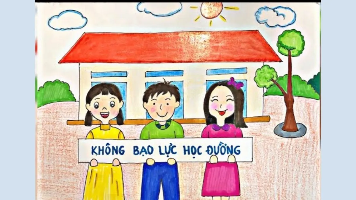 Mẫu vẽ tranh bạo lực học đường ý nghĩa