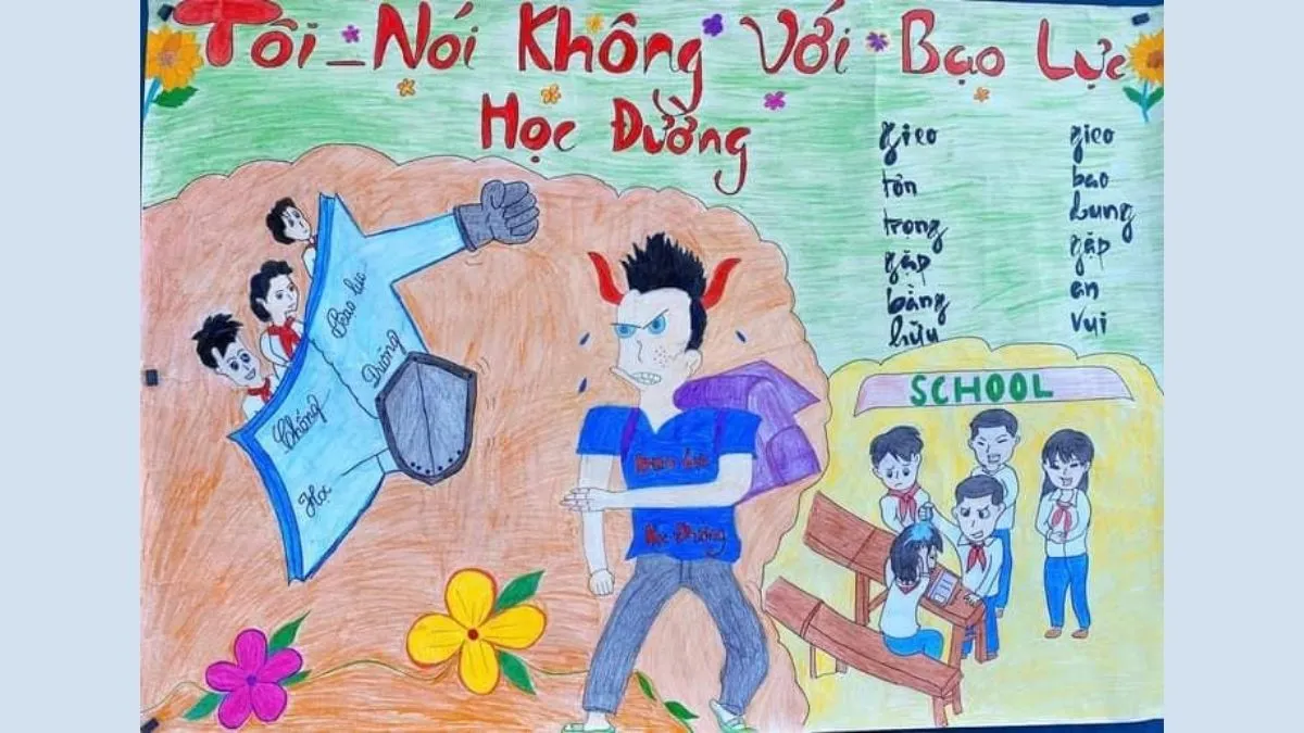 Mẫu vẽ tranh bạo lực học đường ý nghĩa